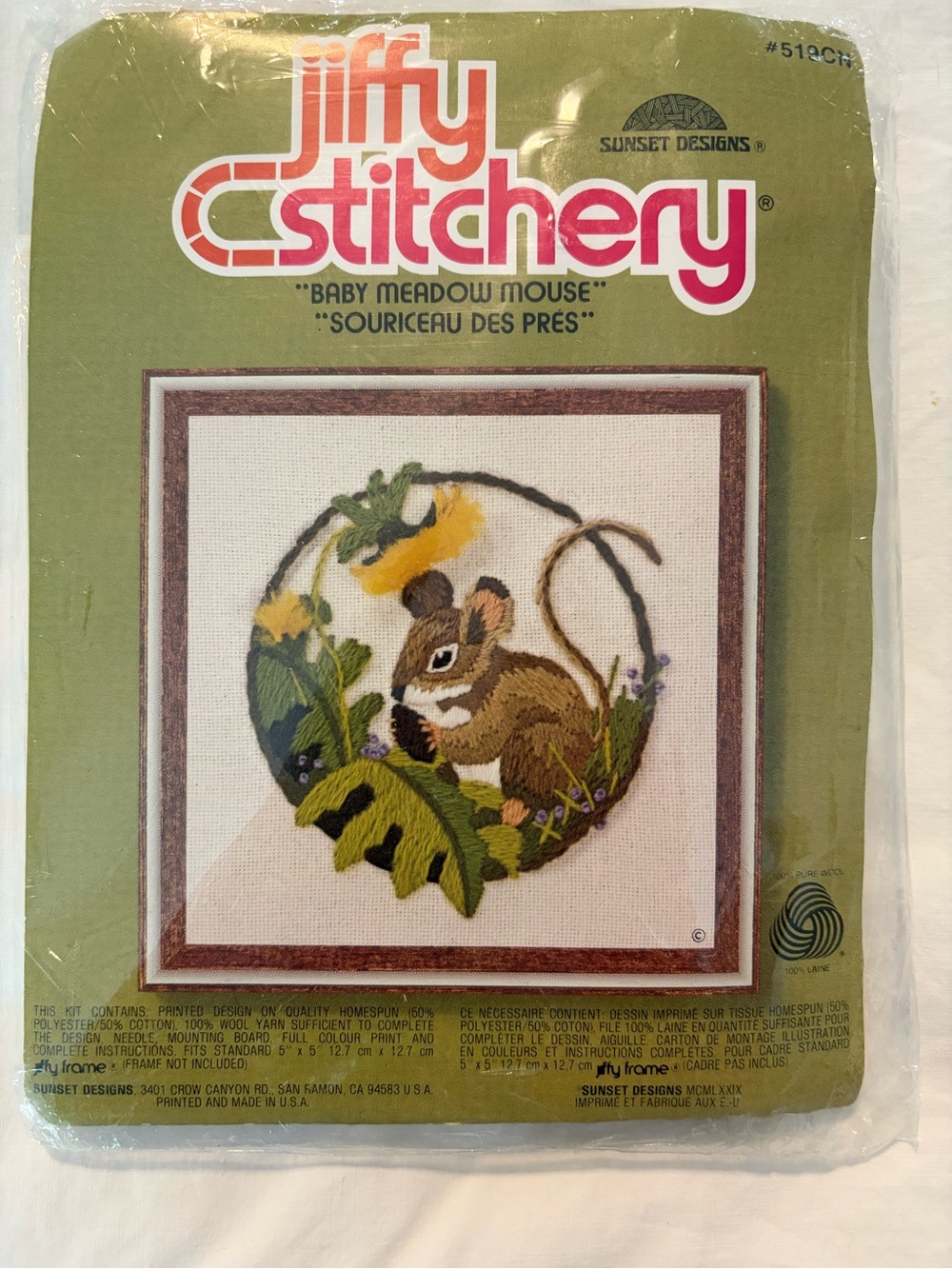 Jiffy Stitchery "Baby Meadow Mouse" Embroidery Kit - Green & Brown